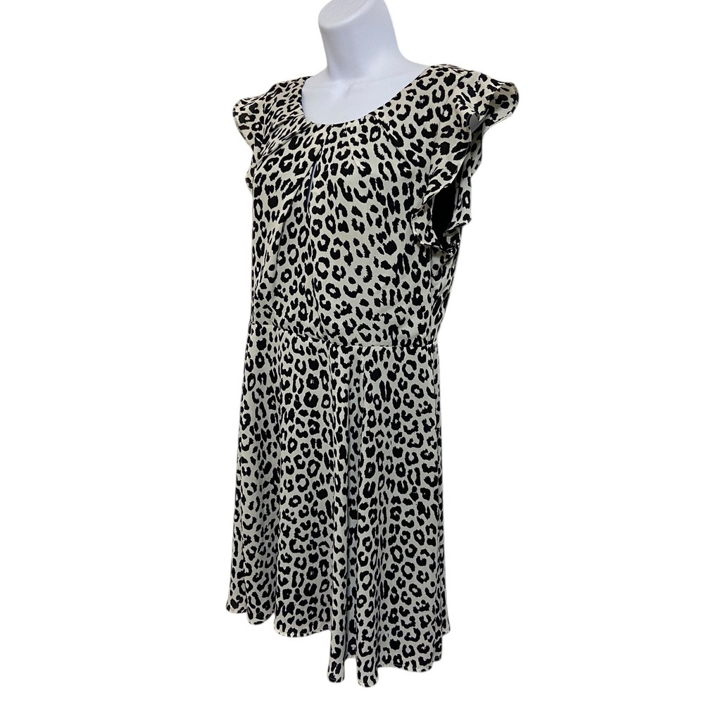 Express Leopard Print Dress Ruffle Sleeve Keyhole Mini Casual Party Size 12 - Picture 3 of 12